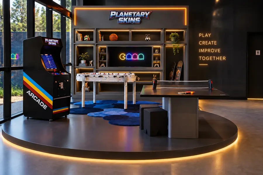 Zona Planetary Skins con arcade, metegol y mesa de ping-pong